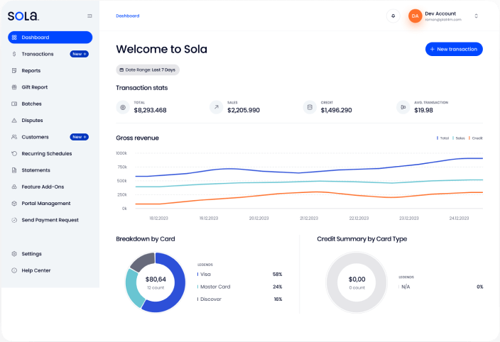 screenshot of the merchant portal