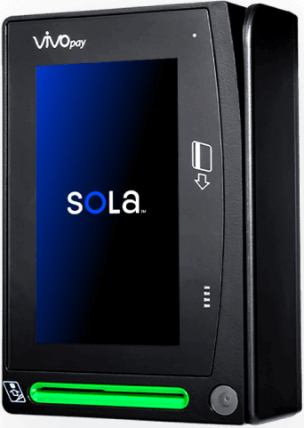 Restaurant_Self_Service_Kiosk_Screen_Off 1 Image of a terminal with Sola branding